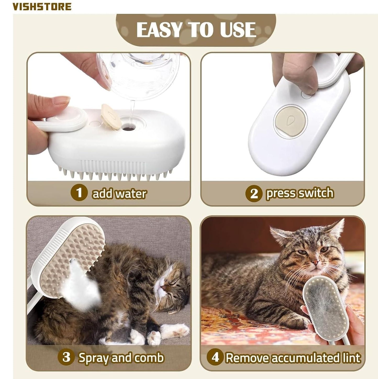 🐶🐱 Steam Brush for Dogs & Cats