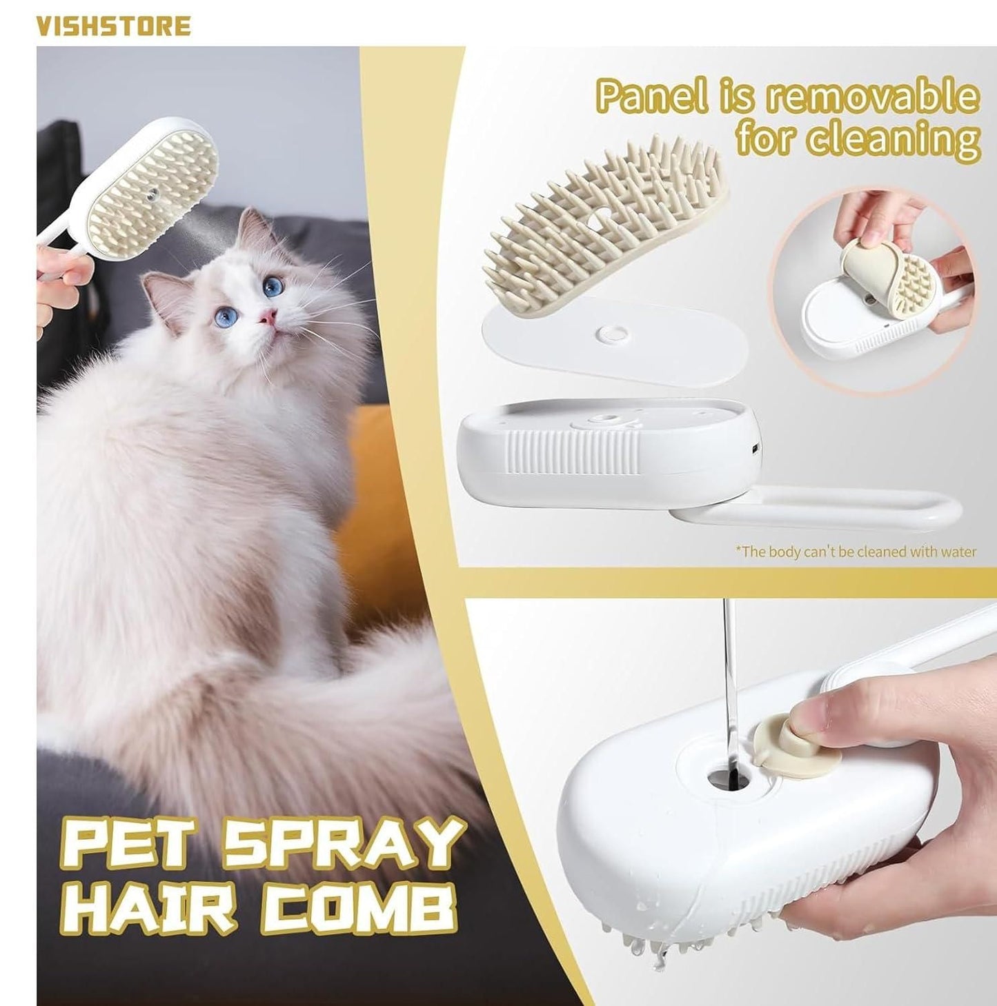 🐶🐱 Steam Brush for Dogs & Cats